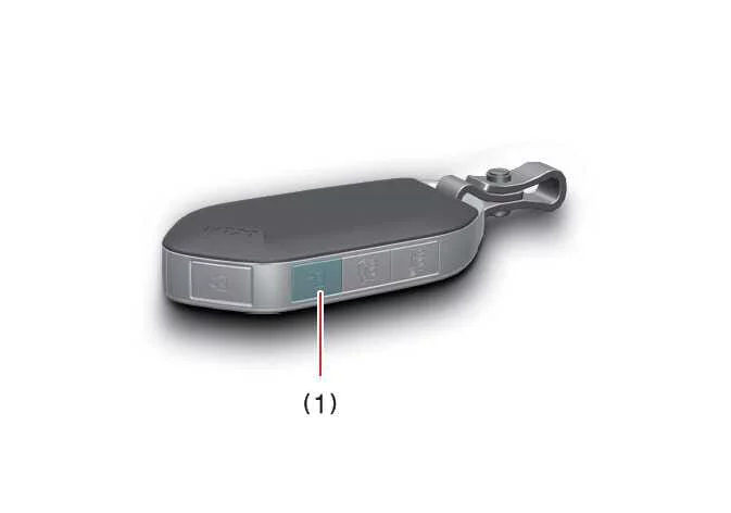 Pressing and holding the door unlock button on the smart key fob to activate the remote global window lowering sequence for a Kia K4