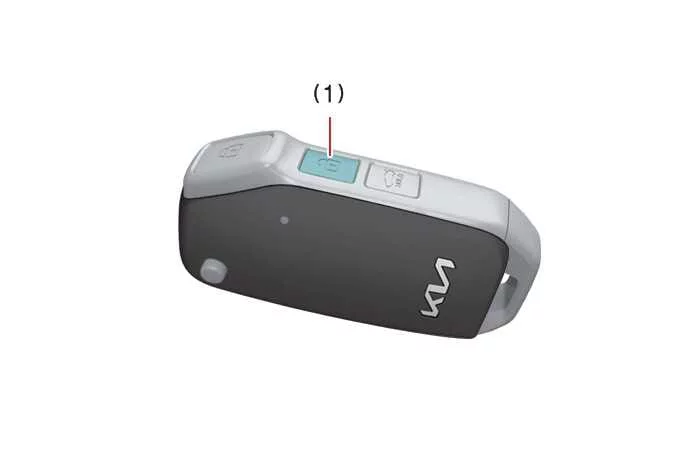 Side view diagram showing all passenger and driver side windows opening simultaneously via remote transmitter control on a Kia K4
