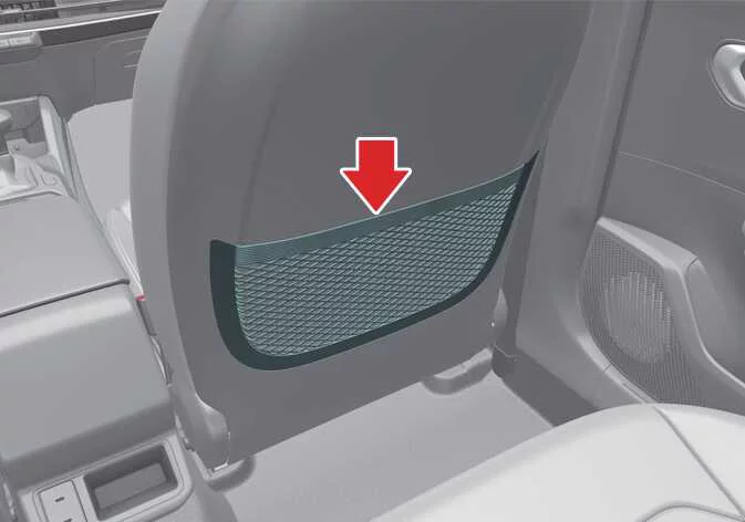 Front seatback storage pocket location in the Kia K4