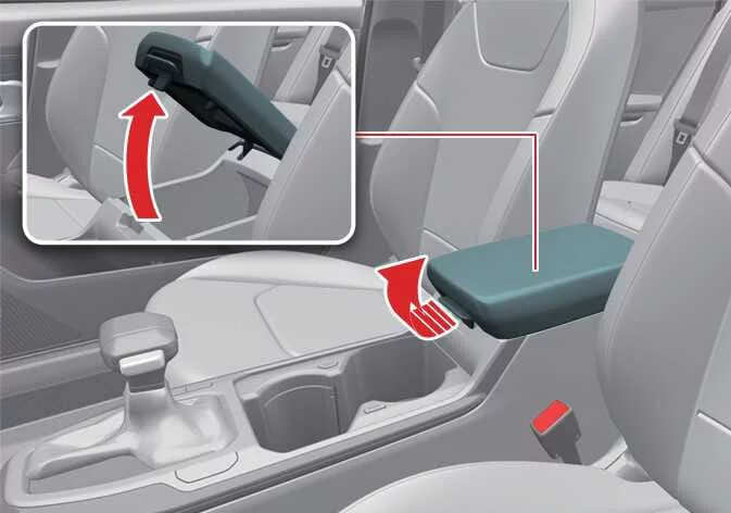 Center console storage armrest compartment in the Kia K4