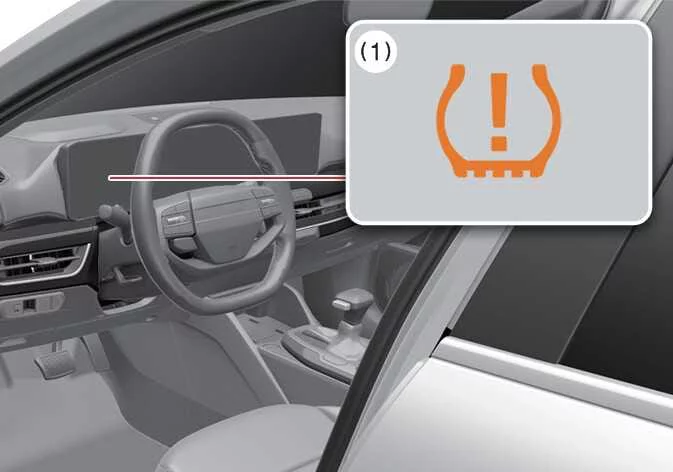 Kia K4 instrument cluster displaying general TPMS warning light