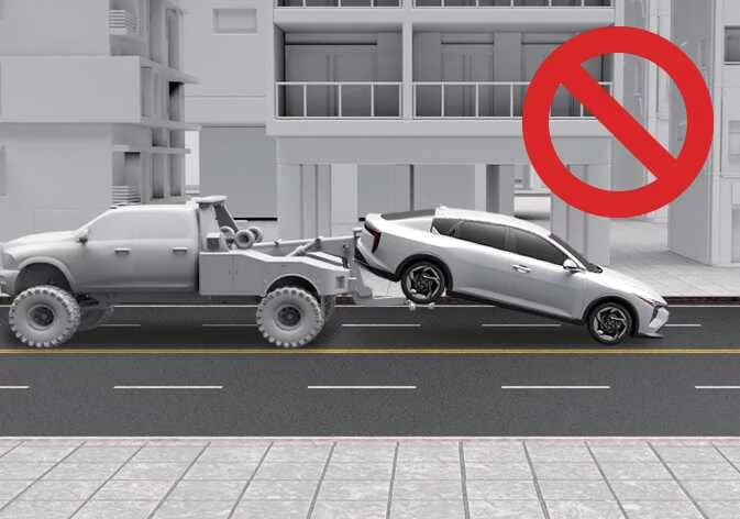 Incorrect backward towing of the Kia K4 causing transmission damage