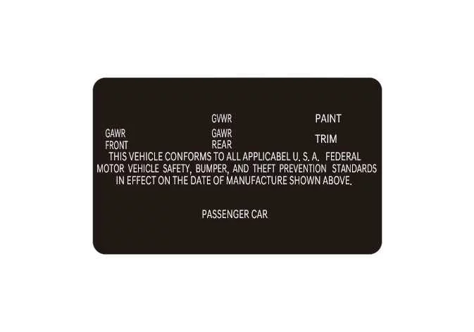 Location and view of the official vehicle certification label on the Kia K4 door sill