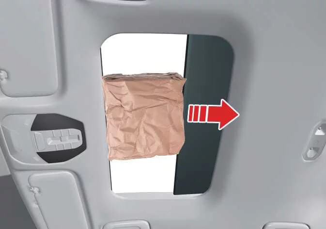 Diagram illustrating the automatic reversal safety feature of the Kia K4 sunroof