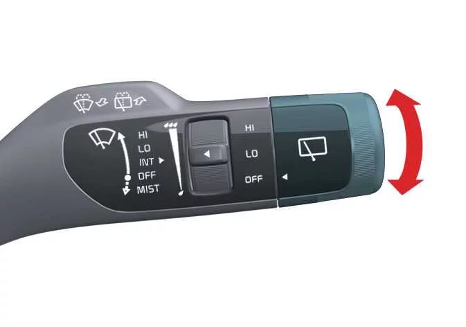 Kia K4 rear wiper speed adjustment switch on the control stalk