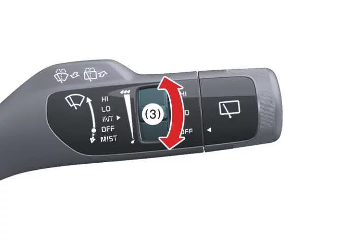 Detailed view of the wiper speed control and intermittent adjustment settings on the Kia K4