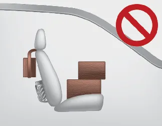 Kia Seltos warning not to place heavy objects on the front passenger seat or seatback pocket