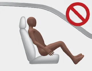 Kia Seltos warning not to sit with hips shifted toward the front of the passenger seat