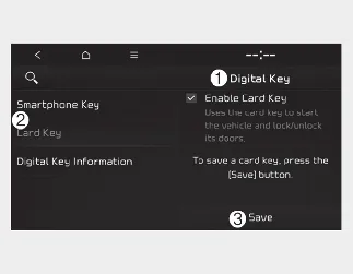 Kia Seltos Digital Key 2 Touch card key Save menu