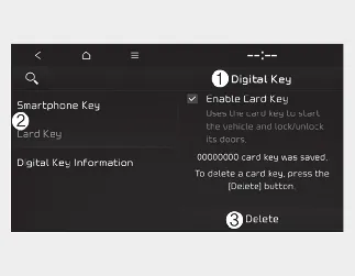 Kia Seltos Digital Key 2 Touch card key Delete menu