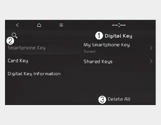 Kia Seltos Digital Key 2 Touch smartphone Delete All menu