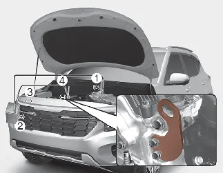 Kia Seltos jump starting cable connection order for gasoline 1.6 T-GDi engine