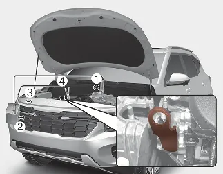 Kia Seltos jump starting cable connection order for gasoline 2.0 MPI engine