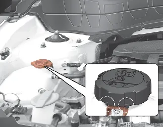 Kia Seltos Smartstream G1.6 T-GDi coolant cap location