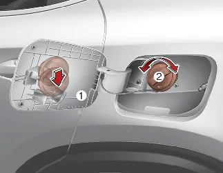 Kia Seltos fuel filler door opened for refueling
