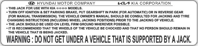 Kia Seltos jack label manufacturer production date and vehicle support notice