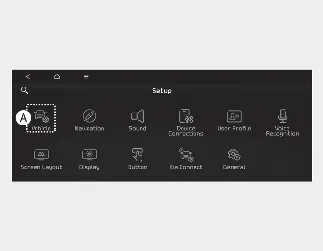 Kia Seltos Vehicle menu in infotainment system