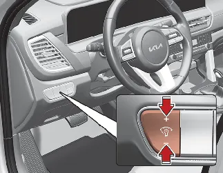Kia Seltos instrument cluster illumination control switch
