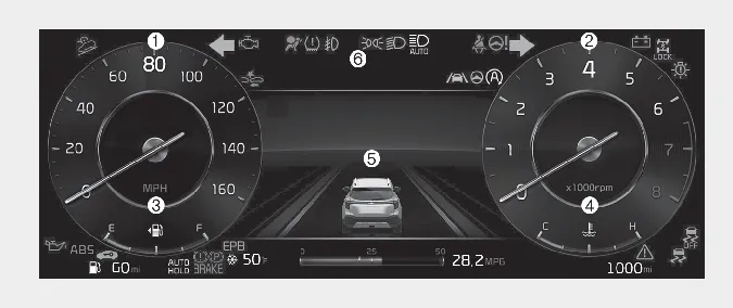 Kia Seltos instrument cluster Type B display layout