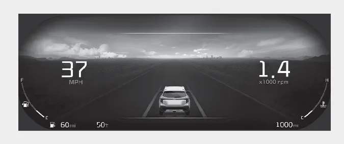 Kia Seltos dynamic instrument cluster theme with weather and time display