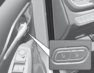 Kia Seltos Integrated Memory System buttons for driver seat and HUD settings