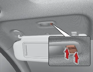 Kia Seltos vanity mirror lamp in sun visor
