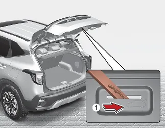 Kia Seltos emergency liftgate safety release lever location