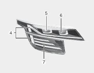 Kia Seltos front headlamp Type C LED lamp position diagram