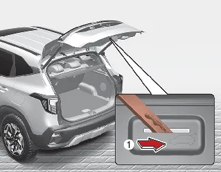 Kia Seltos emergency liftgate safety release latch location