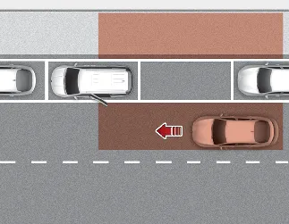 Kia Seltos Safe Exit Warning SEW detecting approaching vehicle from rear area
