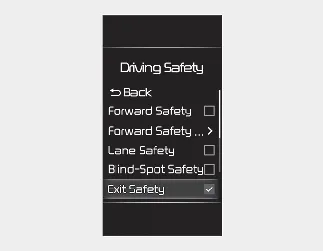 Kia Seltos Safe Exit Warning SEW settings menu