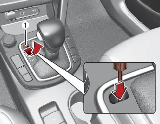 Kia Seltos shift lock override access hole and release procedure