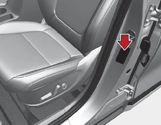 Kia Seltos vehicle certification label on center pillar