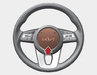 Kia Seltos horn button area on steering wheel