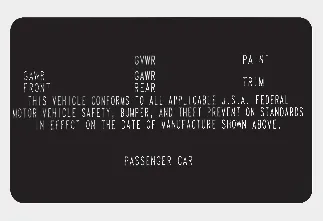 Kia Seltos certification label on driver door sill center pillar