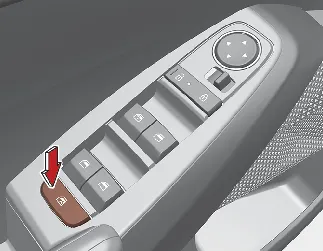 Kia Seltos power window lock button on driver door panel
