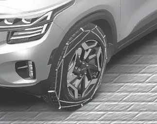 Kia Seltos tire chains installation guidance for winter driving